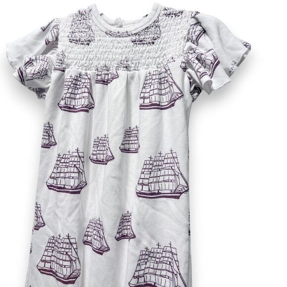 Kate Quinn Smocked Mayflower Ship Thanksgiving Flutter Sleeve Jumpsuit 18-24M - Picture 2 of 6